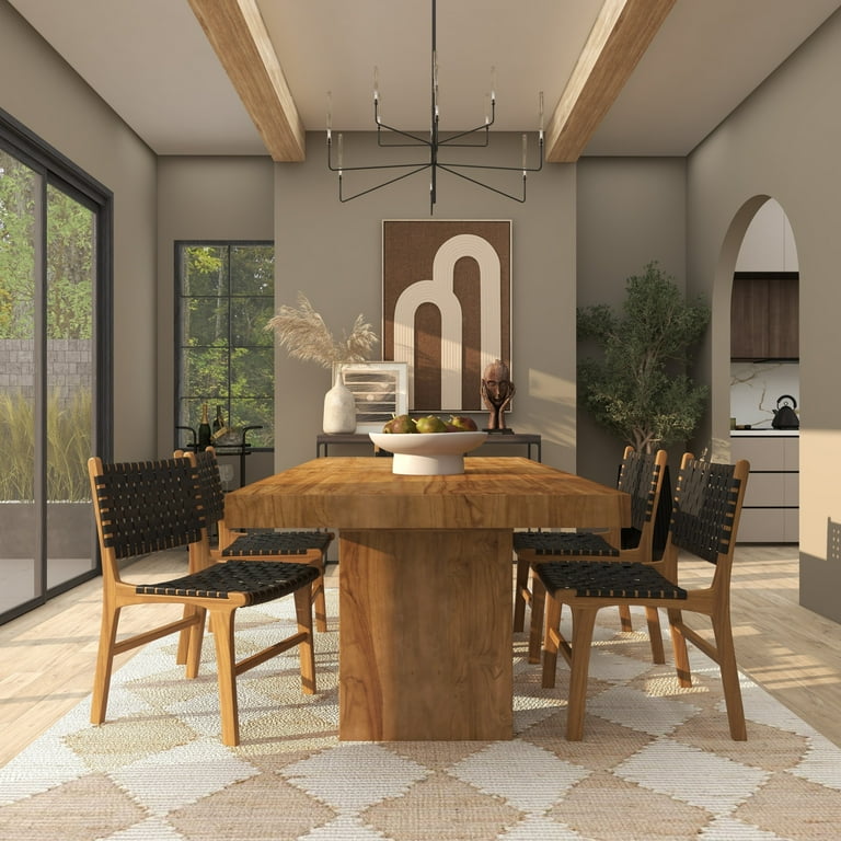 DecMode Contemporary Dining Chair with Polished Brown Teak Wood