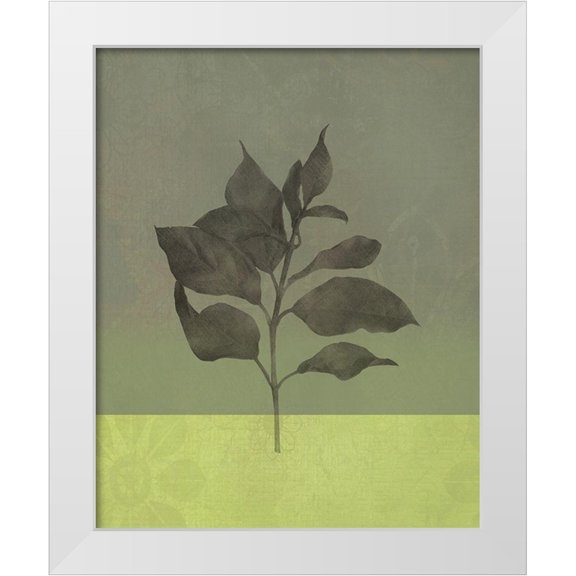 JMB Designs 12x14 White Modern Wood Framed Museum Art Print Titled - Green Leaves