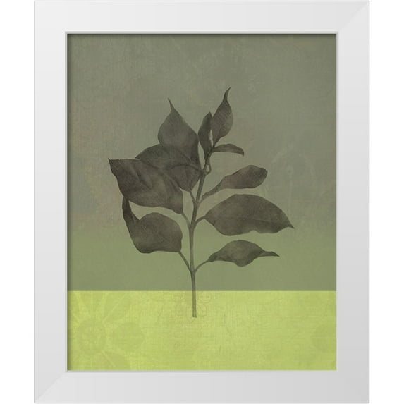 JMB Designs 12x14 White Modern Wood Framed Museum Art Print Titled - Green Leaves