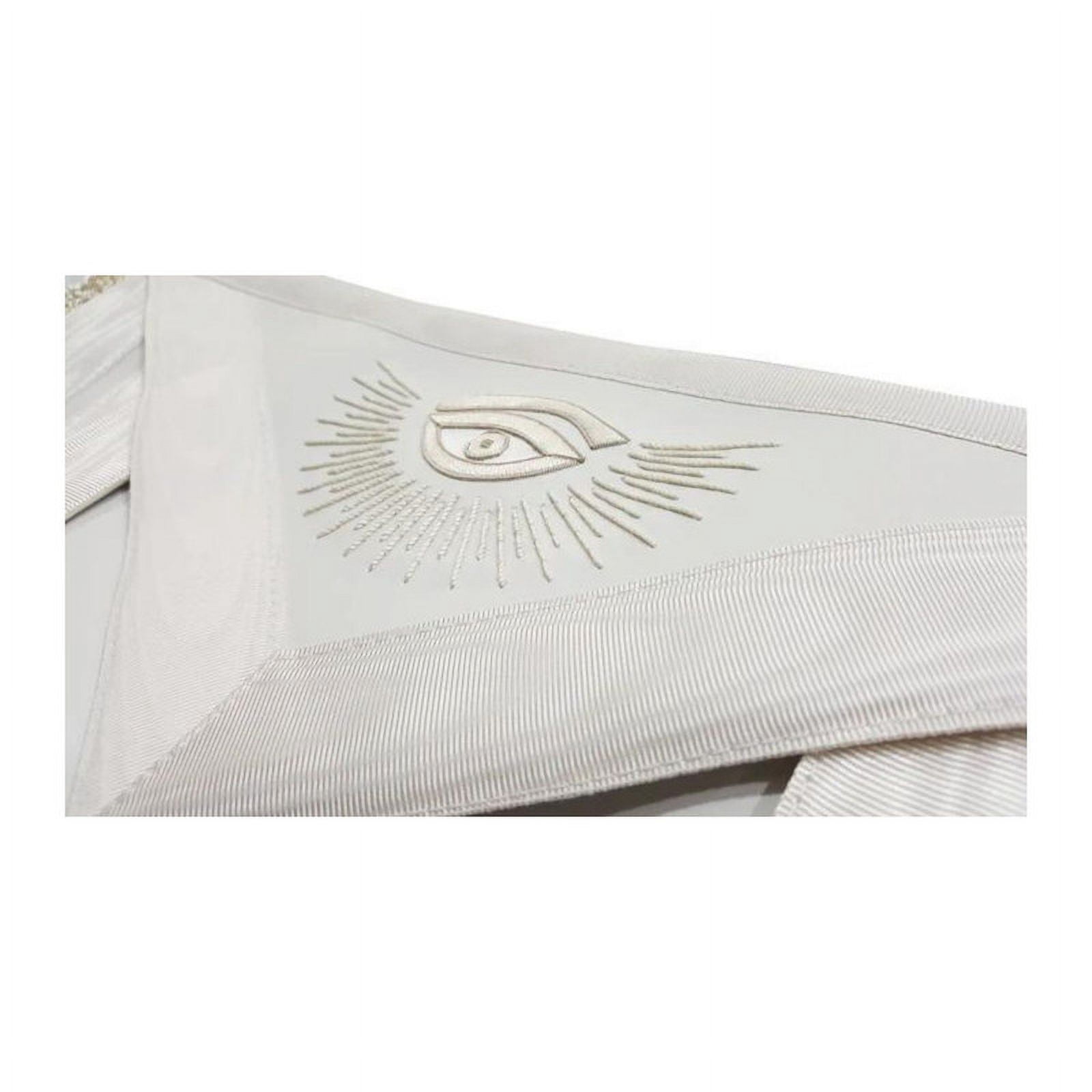 Master Mason Blue Lodge Apron – All White with Tassels & Cords, Masonic Regalia with Adjustable Belt