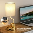 thumbnail image 4 of Gold Bedside Table Lamps for Bedroom Set of 2 - Nightstand Light with AC Outlet and USB A & C for Charging, 3 Color Temperatures Desk Lamp with Pen Holder & Phone Stand for Living Room/Dorm/Office, 4 of 17
