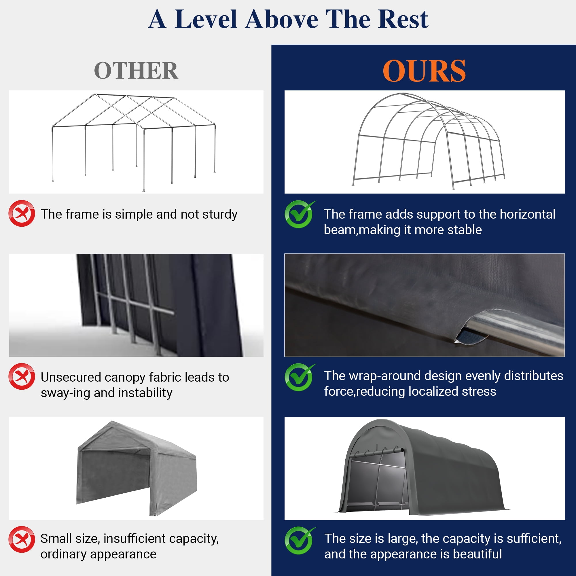 LZBEITEM Carports 10x20 ft Heavy Duty Car Canopy Garage with Removable Doors Galvanized Frame Portable Carport Canopy Outdoor Storage Shelter with All-Season Tarp for Car Boat Truck