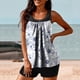 thumbnail image 3 of Traje de Baño de Mujer con Pantalones Cortos de Cintura Alta Impreso Conjunto de Dos Piezas con Sujetador Acolchado Extraíble para la Playa Y la Piscina, Traje de Baño Torso Largo con Control Del Vie, 3 of 5