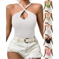 thumbnail image 4 of Women's Halter Wrap Criss Cross Crop Top, 4 of 9