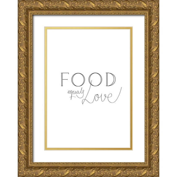 Artographie Studio 14x18 Gold Ornate Wood Framed with Double Matting Museum Art Print Titled - Food is Love