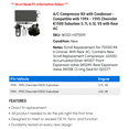 thumbnail image 2 of A/C Compressor Kit with Condenser - Compatible with 1994 - 1995 Chevy K1500 Suburban 5.7L 6.5L V8 with Rear AC, 2 of 2