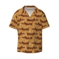 thumbnail image 4 of Uemuo Dachshund Dog Puppy Pattern Cotton Linen Short Sleeve Shirts,Casual Lightweight Button Down Shirts,Vacation Beach Summer Tops-Small, 4 of 7