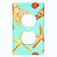 thumbnail image 2 of Metal Light Switch Wall Plate Outlet Cover (Colorful Ocean Crab Star Fish Sea Shell Teal - Single Duplex), 2 of 2
