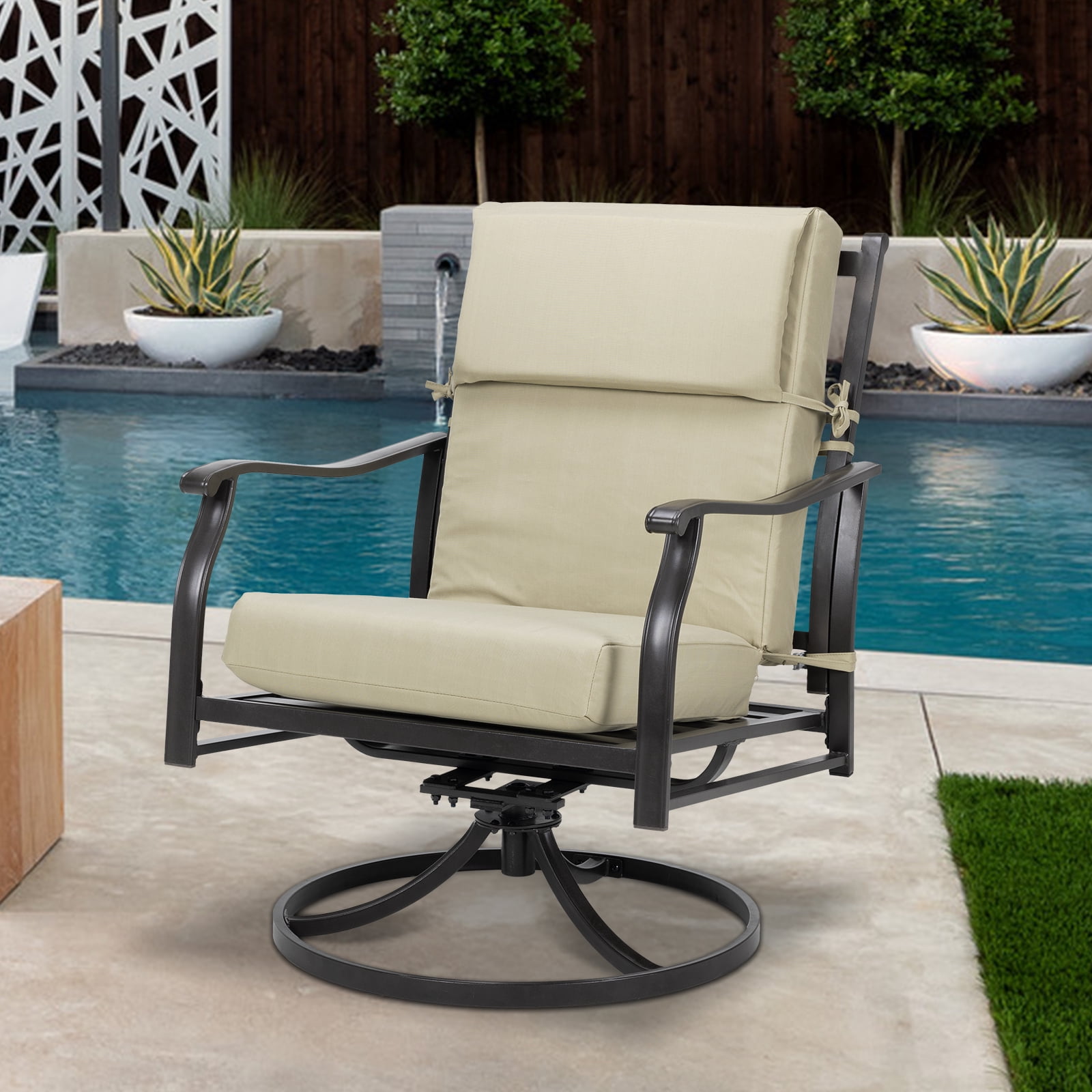 Aoodor Outdoor Chair Cushions 45 x 22 x 4 Inch Patio Furniture Seat Cushion - Brown