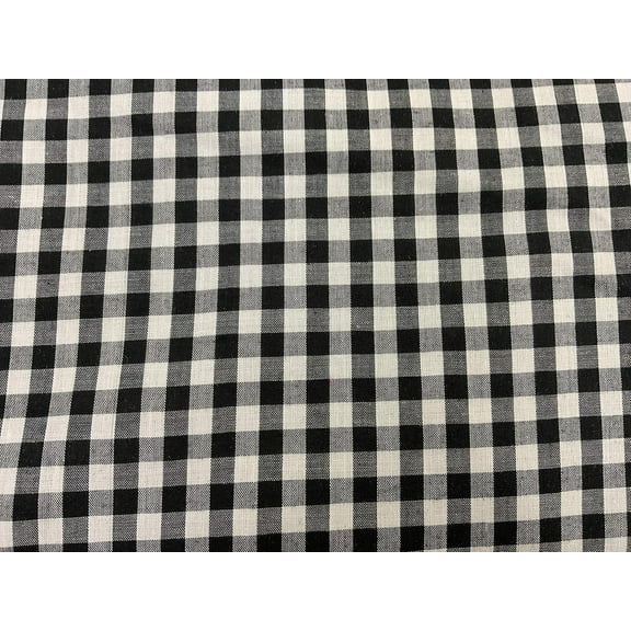 Wide 65% Polyester/35% Cotton 1/4” Gingham Check Black & White