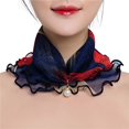 thumbnail image 1 of Visland Scarf Painting Print Imitation Pearl Durable Ruffle Edge Lady Headscarf for Banquet, 1 of 7