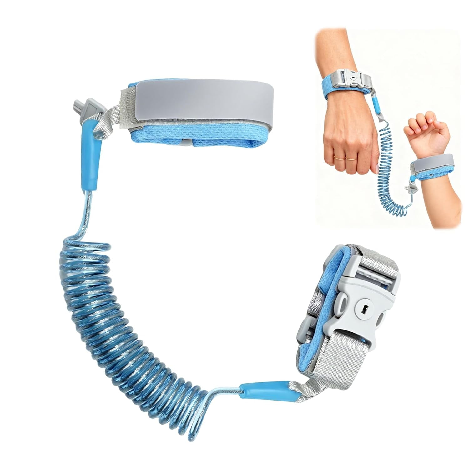 HBMYN Leash for Child, 6.56-Foot Reflective Anti-Lost Wrist Link with Child Safety Lock, Adjustable Wrist Leash for Kids 1-5 Years, Baby Walking Harness for Boys and Girls Blue