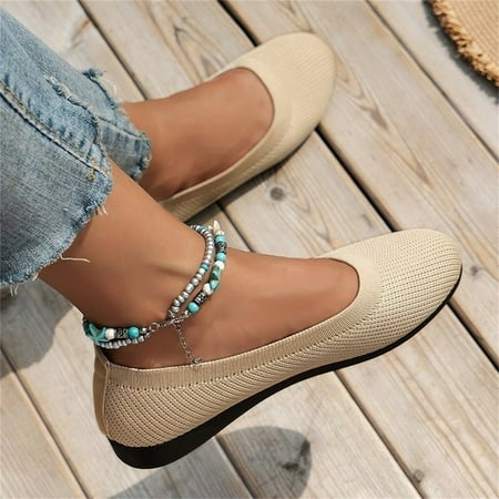 Women s Flats | Ballet Flats for Women | Flat Shoes | Dressy Shoes for Women | Round Toe Flats | Soft Leather Shoes Women Beige 6
