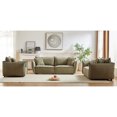 thumbnail image 3 of 3-Seater + 3-Seater + 1-Seater Modern Combo Sofa with 5 Pillows, Linen Fabric Sofa with Wooden Frame for Living Room, Light Green, 3 of 9