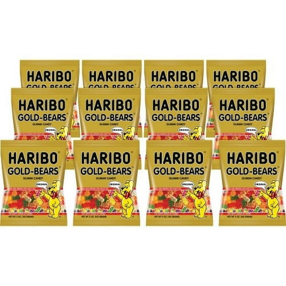 HARIBO Gold-Bears Gummi Candy Lemon, Orange, Pineapple, Raspberry, Strawberry - 0.50 oz - 12 / Carton