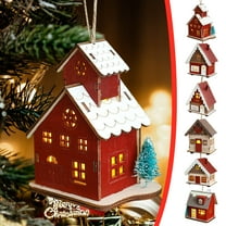 Christmas Cabin Ornaments Christmas Decorations Luminous Wooden Cabin LED Wooden Christmas Cabin Desktop Ornaments