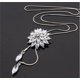 thumbnail image 4 of Collar largo con colgante de loto con diamantes de imitación, collar de cadena para suéter de mujer, collar ajustable, accesorio de joyería elegante a juego, fiesta de invierno, boda, colgante con, 4 of 6
