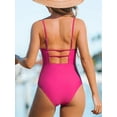 thumbnail image 2 of Women Swimsuit One Piece Bathing Suit Square Neck Cutout Back Tummy Control with Adjustable Spaghetti Straps, 2 of 6