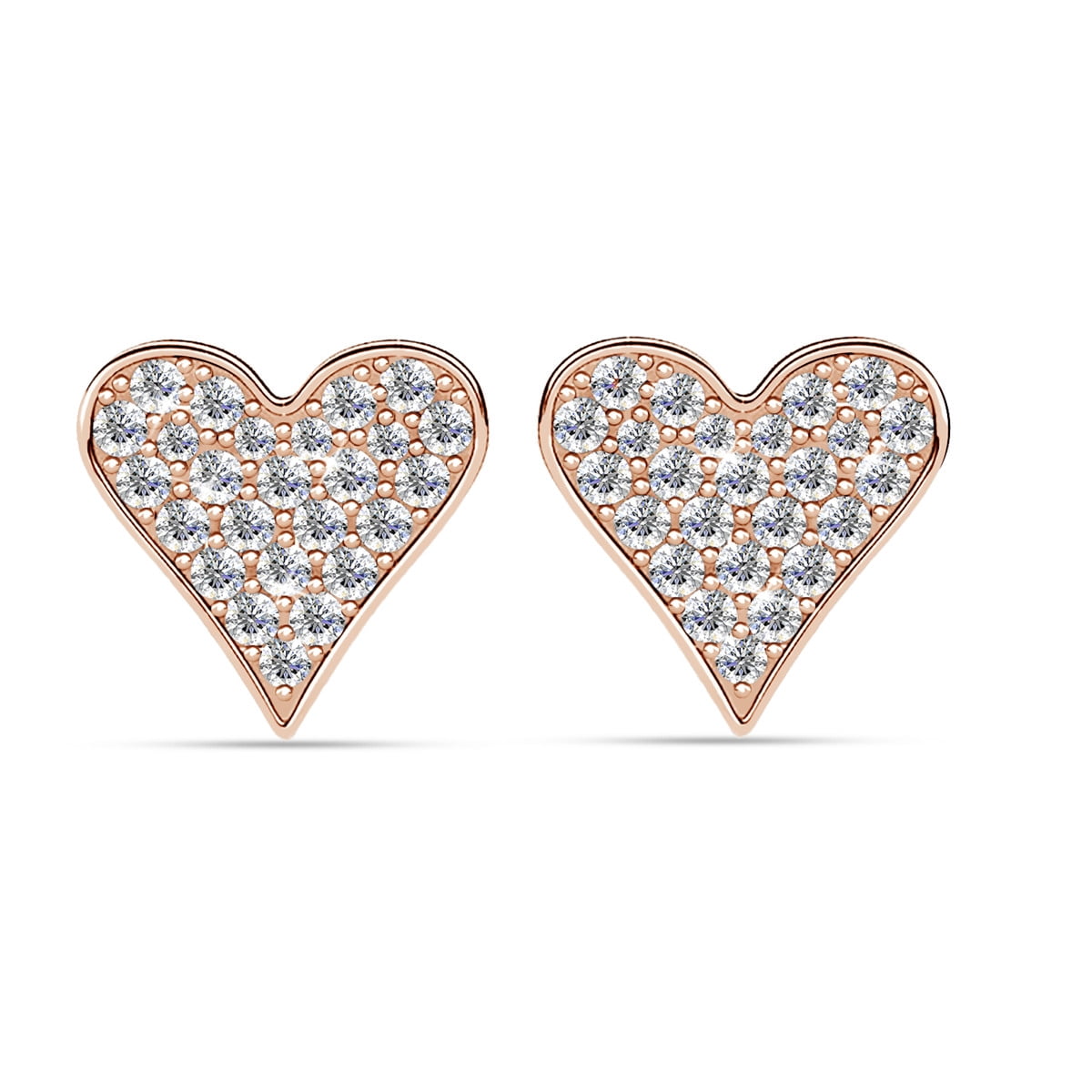 Cate & Chloe Cecilia 18k Rose Gold Plated Silver Stud Earrings with Swarovski Crystals for Women