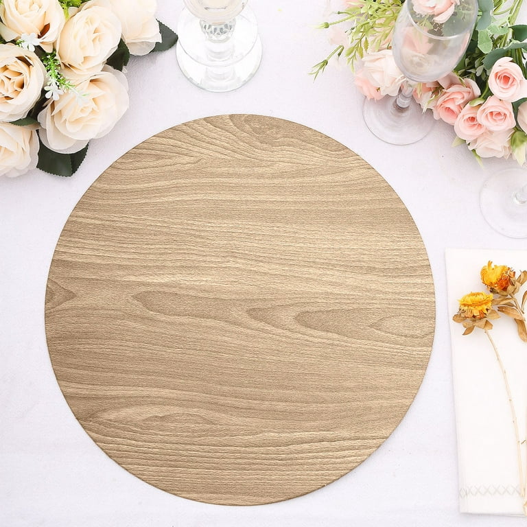 Disposable Wooden Slice Paper Place Mats 50 Pack 13.5 Round Rustic Brown Wood Slices Charger Place Mat for Vintage Country Farmhouse Tan Table Setting