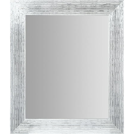 Textured White and Silver Framed Accent Wall Mirror 16