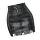 thumbnail image 5 of Falda de cuero sintético para mujer, falda cruzada Y2K con cremallera frontal, cintura alta, ajustada al cuerpo Negro, 5 of 9