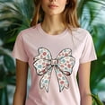 thumbnail image 5 of Women's Trendy Bow Graphic T-Shirt - Soft Cotton Casual Tee, Aesthetic Vintage-Inspired, 5 of 6