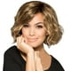 thumbnail image 3 of Pelucas con flequillo para mujer, peluca ondulada suelta, peluca sintética corta dorada y rizada, pelucas de cabello natural, peluca rizada de fibra femenina., 3 of 4