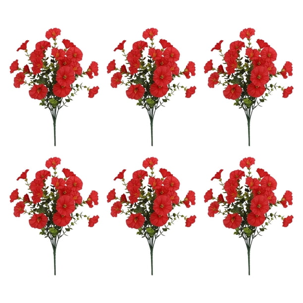 6PC Outdoor Artificial Flowers Realistic And Morning For Outdoor Decor And Arrangements