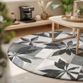 thumbnail image 3 of Round Rugs 3Ft, Grey Black Leaves Round Area Rug Washable Indoor Throw Carpet, Geometric Abstract Art Vintage Small Non Slip Circle Rug for Bedroom Living Room Home Decor Aesthetic, 3 of 8