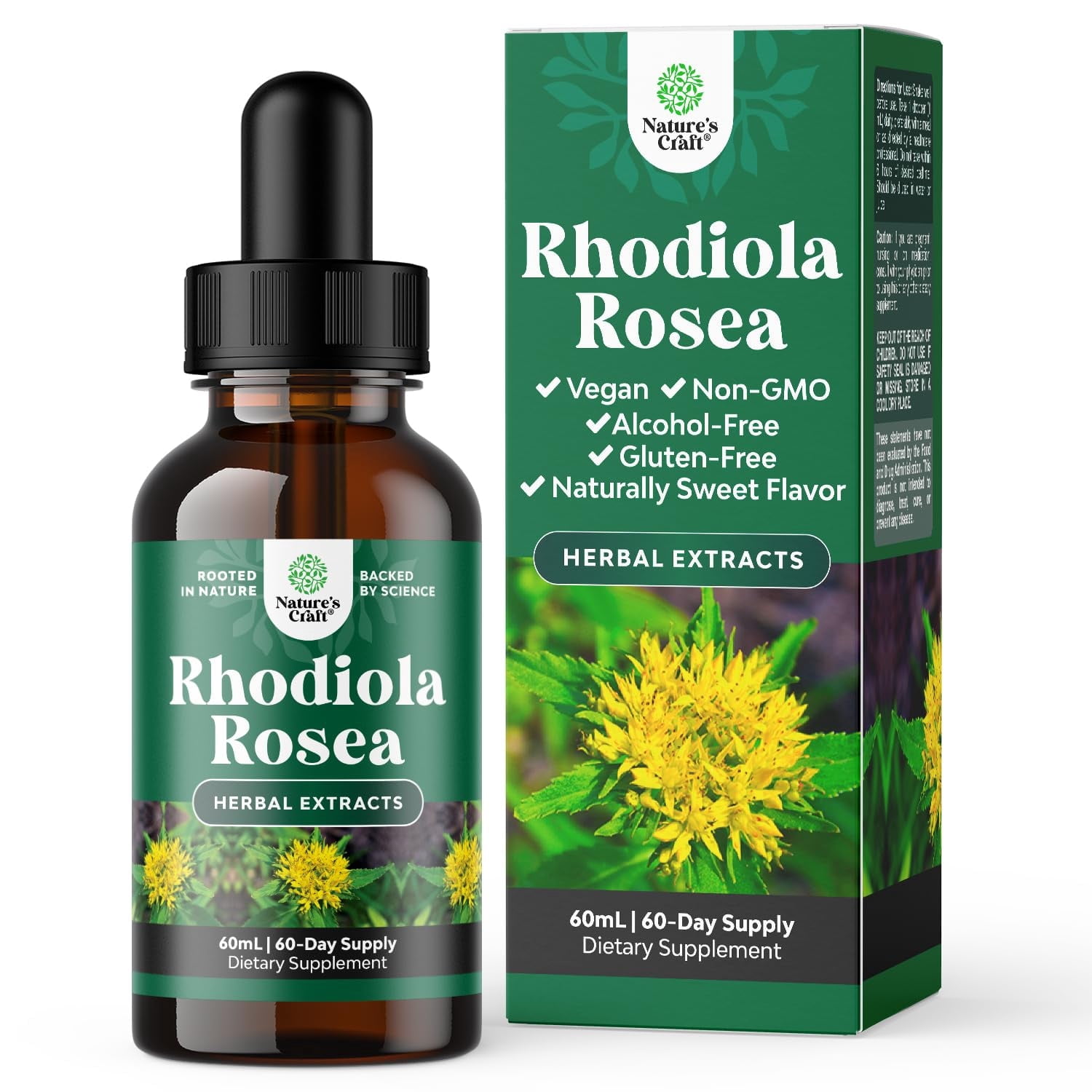 Natures Craft Rhodiola Rosea Tincture, Mood Support Supplement with 3% Salidrosides, 60 ml