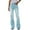 Sky Blue, variant on Women's High Waisted Flare Bell Bottom Jeans Stretchy Denim Pants Vintage 70s Retro Wide Leg Trouser Jeans with Distressed Details Yellow M