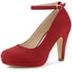 thumbnail image 1 of Zapatillas Correa De Tobillo Tacón De Aguja Punta Redonda De Las Mujeres Allegra K Rojo 41, 1 of 6