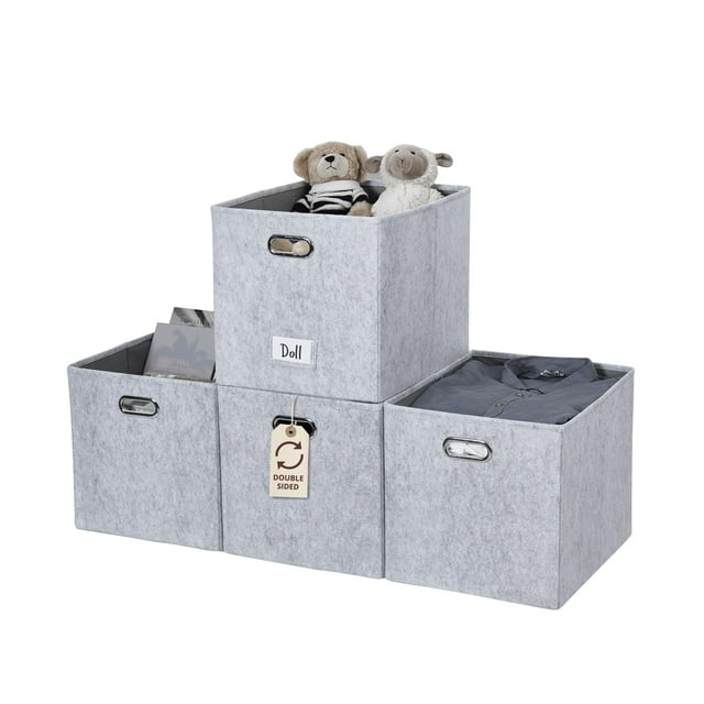 Cajas de almacenamiento de fieltro DECOMOMO 38x33x33 cm 4 piezas Gris claro
