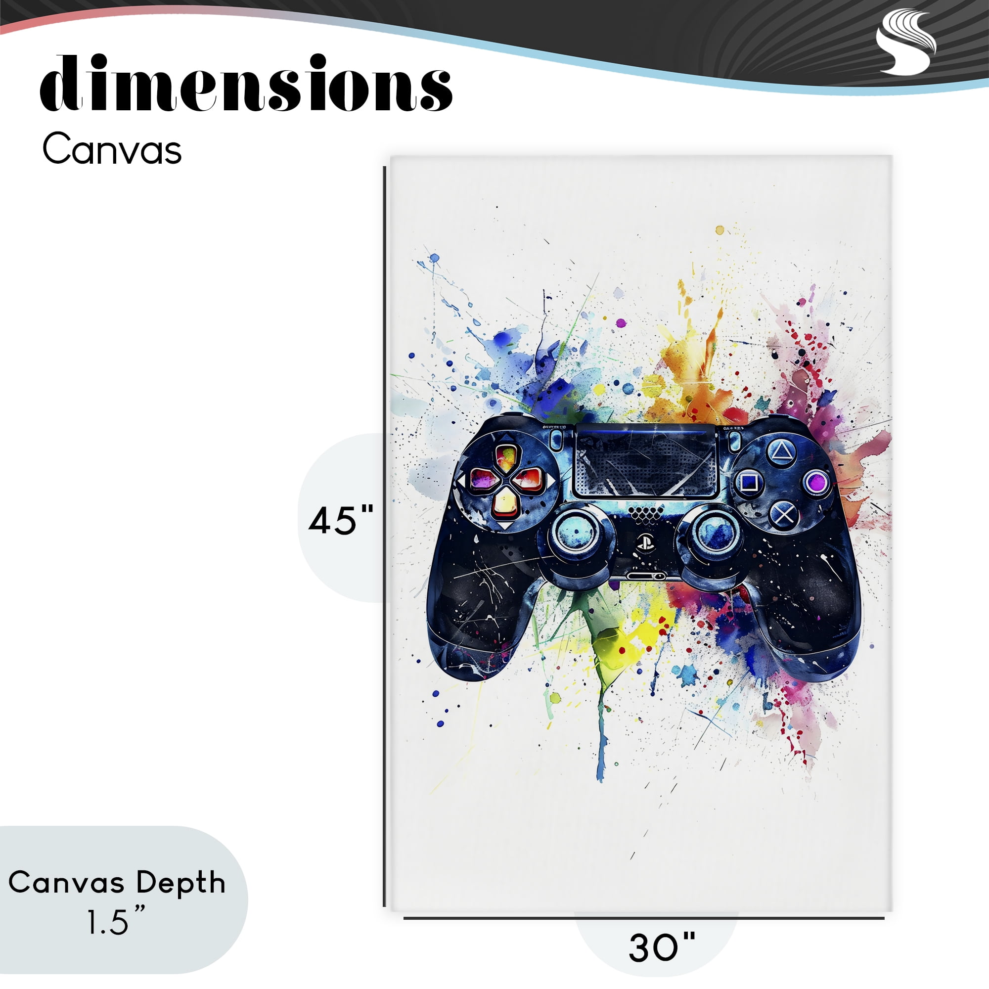 Stupell Industries Colorful Gaming Controller Splatter Canvas Wall Art, design by Creative Studio