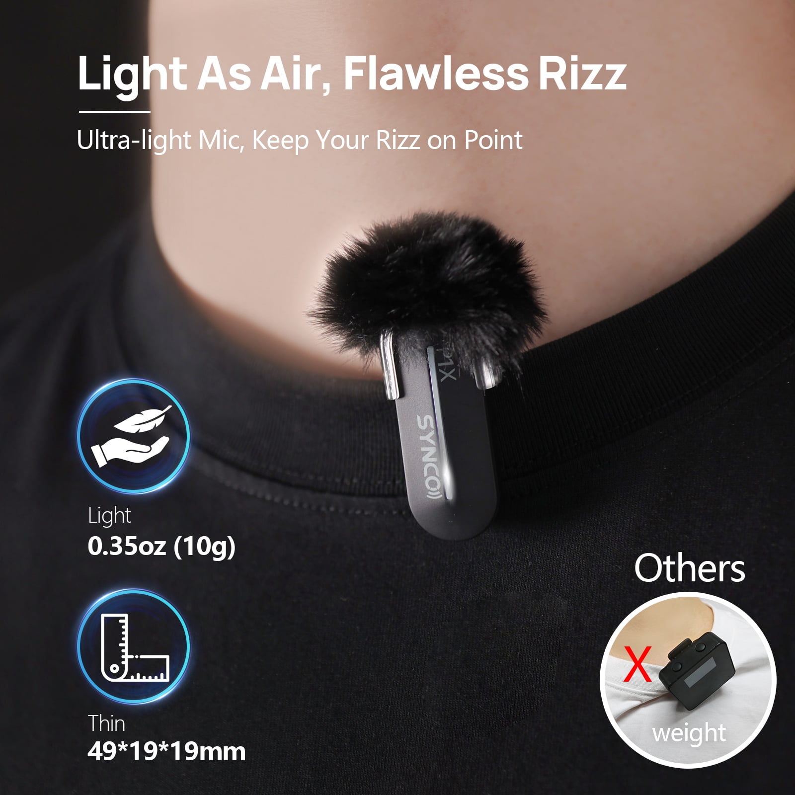 SYNCO P1XT Wireless Lavalier Microphone USB-C  for iPhone 15/16/17, Andriod Phone Tiktok Youtube Vlog Recording