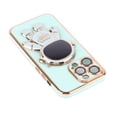 thumbnail image 3 of Funda con soporte oculto para astronauta compatible con iPhone, carcasa galvanizada para teléfono con soporte y película protectora para lentes, 3 of 10