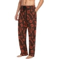 thumbnail image 4 of Men's Pajama Pants with Pockets Sleepwear Lounge Pants Stretch Casual Red Mushroom Dark, 4 of 6