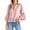 Pink, variant on Turn-down Collar Women Casual Lace Hem Button Blouse 3/4 Sleeve Tops