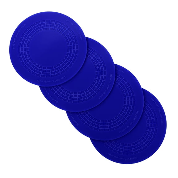 Stayput non-slip placemat, circular pad, 5.5", blue, set of 4