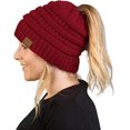 thumbnail image 1 of HSHDLDF Ponytail Messy Bun BeanieTail Women's Beanie Solid Ribbed Hat Cap, 1 of 6