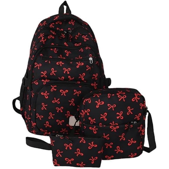 Dreamy Bow Backpack for Girls with Lunchbox, Coquette Bow Design Backpack Set, School Travel Daypack