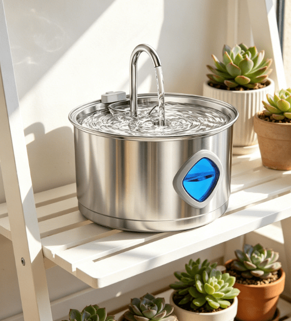 US Standard Adapter Stainless Steel Pet Water Dispenser 2.8L