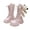 Pink, variant on Girls Knee High Boots Teddy Bear, Lace Up Side Zipper Boots, PU Leather Sole Tall Boots, Round Toe Chunky Heel Shoes, Fall Winter Cute Style