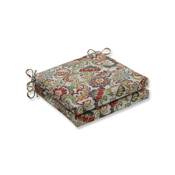 Pillow Perfect Outdoor/Indoor Zoe Citrus Squared Corners Seat Cushion 20x20x3 (Set of 2),Green