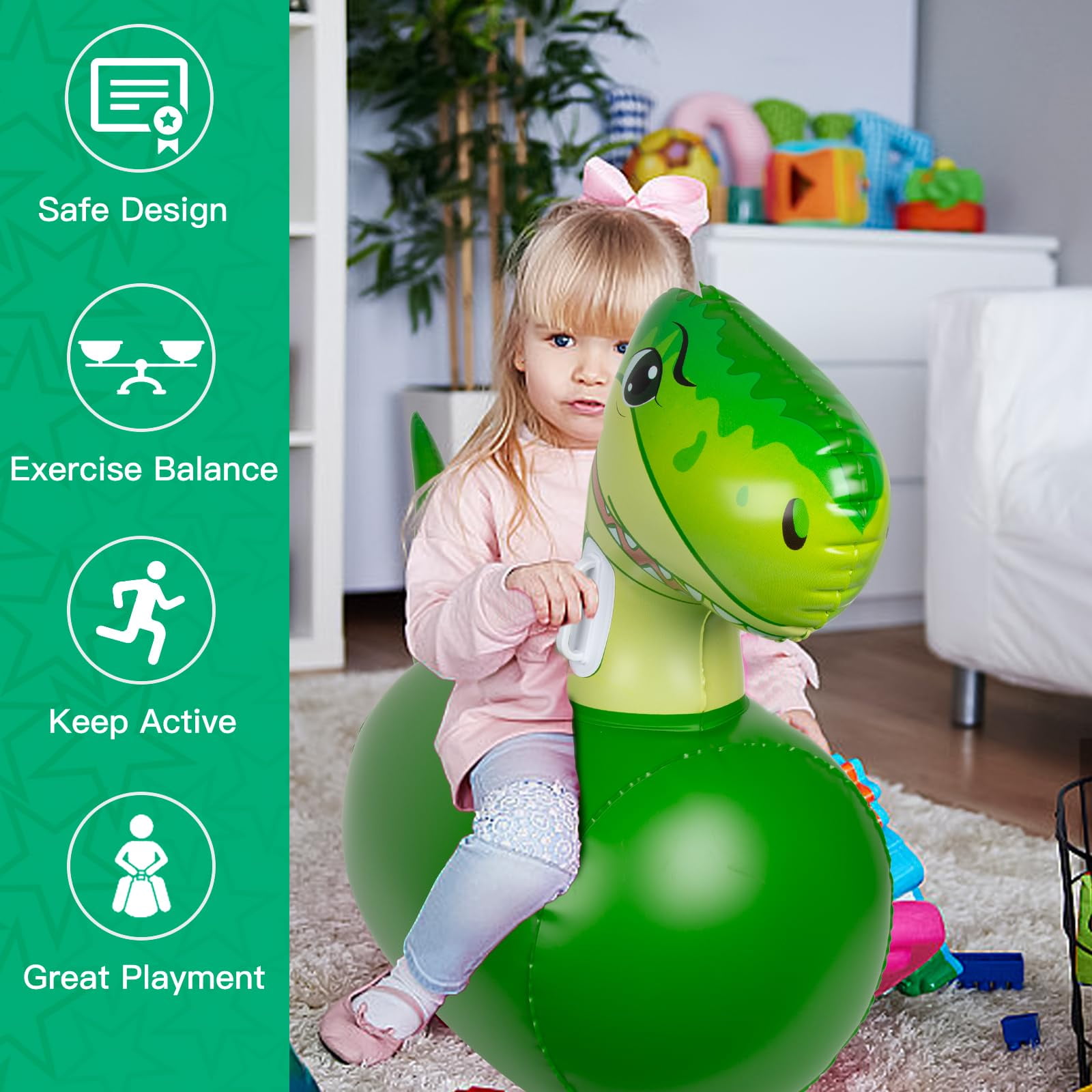 Antokstone Hop 'n Go Inflatable Dinosaur Space Hopper