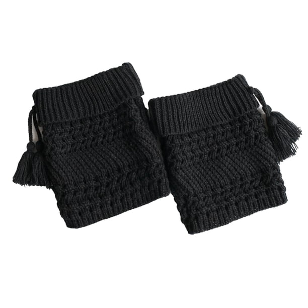 Wosthever Calentador de piernas, funda para mantener el calor, adorno para vestirse, puños para botas con colgante de borla, accesorio de ropa, rodilleras Suministros térmicos Negro Wosthever HA059253-01