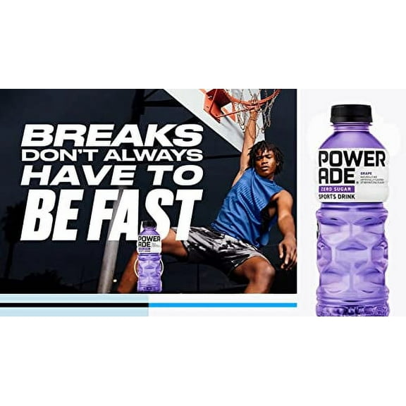 Powerade Zero Purple Grape, Zero Calorie Sports Drink, 20oz Bottle (Pack of 10, Total of 200 Oz)