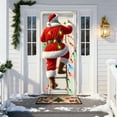 thumbnail image 6 of Christmas Elf Wreath Door Cover 71x35 Inch Holiday Front Porch Door Banners Decoration Green Hat Red Bow Striped Legs Background Hanging Banner for Indoor Outdoor Xmas Party Decor, 6 of 6