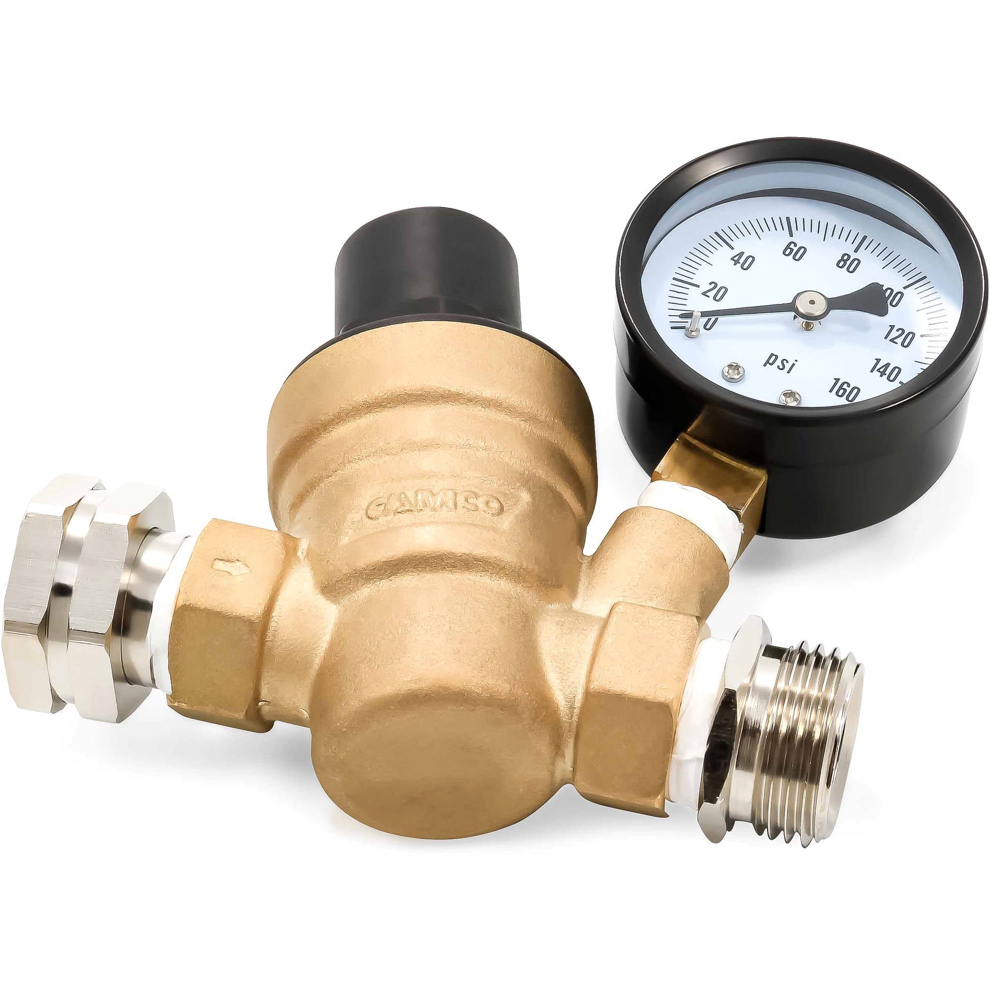 Details about   Water Pressure Regulator Lead Free Brass for RV Adjustable Reducer Gauge 3/4"